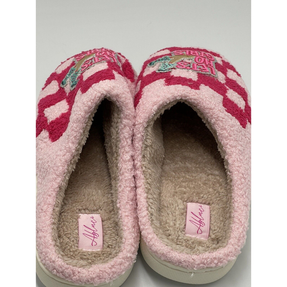 Ablinco Women’s House Slippers Let’s Ho Girls Size 11.5 (44-45) Pink NWOT Elf - Picture 3 of 7